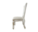 Vendome Side Chair 2Pc, Faux Leather & Antique Pearl Finish Acme
