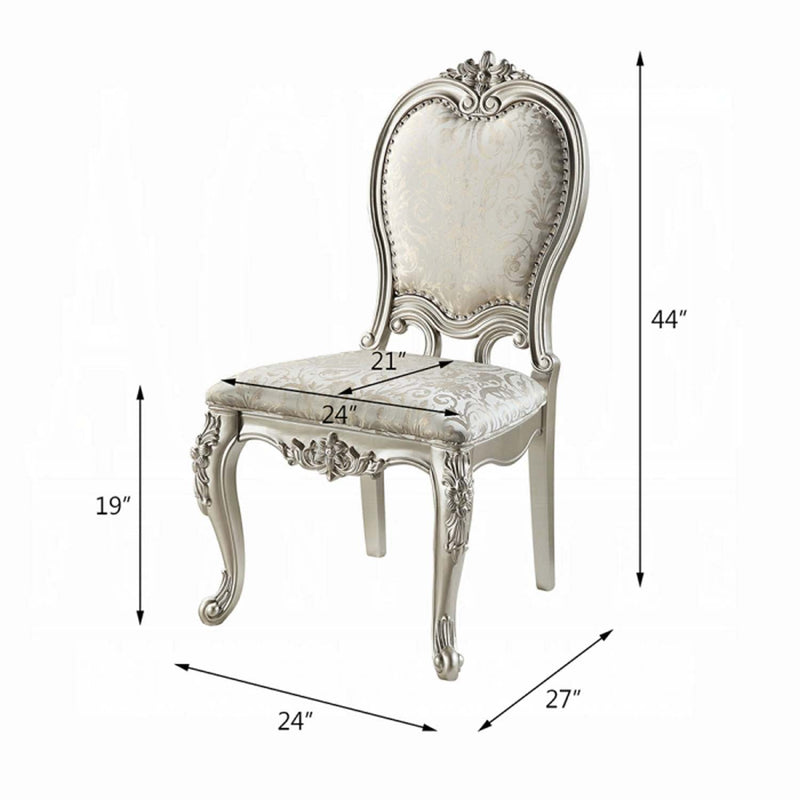 Bently Side Chair 2Pc, Fabric & Champagne Finish Acme