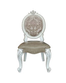 Versailles Side Chair 2Pc, Faux Leather & Bone White Finish Acme