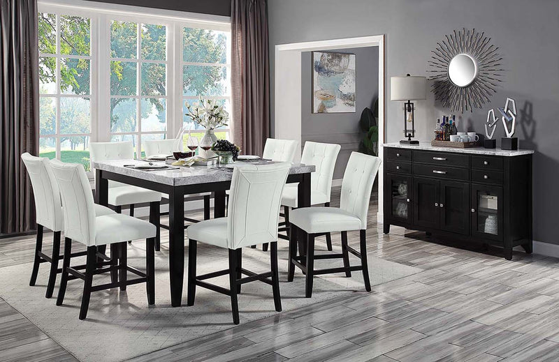 Hussein Counter Height Chair 2Pc, White Faux Leather & Black Finish Acme