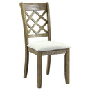 Karsen Side Chair 2Pc, Beige Linen & Rustic Oak Finish Acme