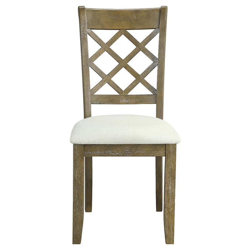 Karsen Side Chair 2Pc, Beige Linen & Rustic Oak Finish Acme