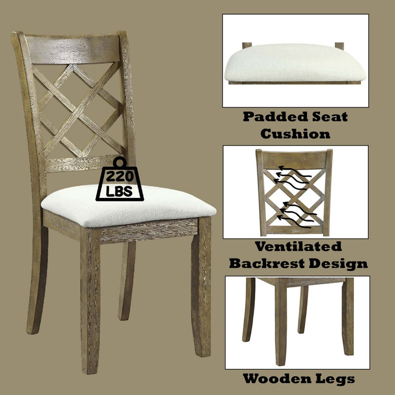 Karsen Side Chair 2Pc, Beige Linen & Rustic Oak Finish Acme