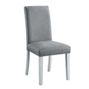 Lanton Side Chair 2Pc, Gray Linen & Antique White Finish Acme