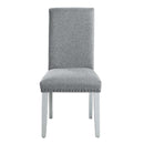 Lanton Side Chair 2Pc, Gray Linen & Antique White Finish Acme