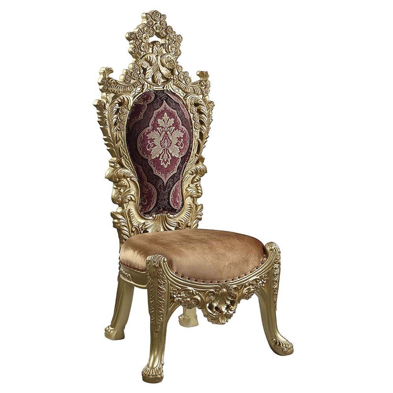Bernadette Side Chair 2Pc, Pattern Fabric & Gold Finish Acme