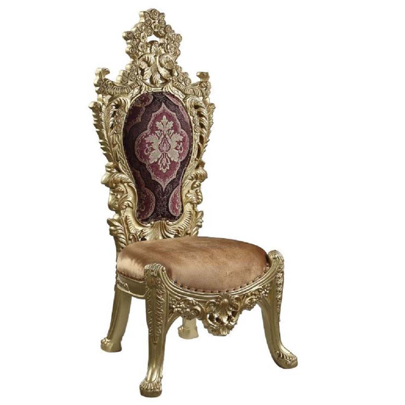 Bernadette Side Chair 2Pc, Pattern Fabric & Gold Finish Acme