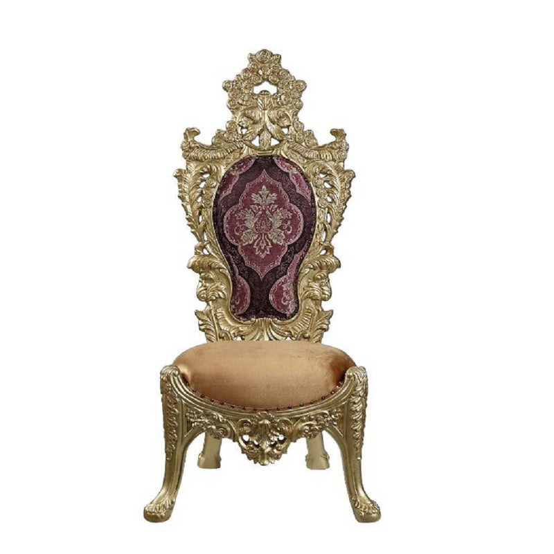 Bernadette Side Chair 2Pc, Pattern Fabric & Gold Finish Acme