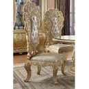 Cabriole Side Chair 2Pc, Light Gold Faux Leather & Gold Finish Acme