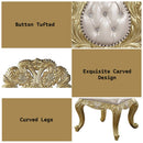 Cabriole Side Chair 2Pc, Light Gold Faux Leather & Gold Finish Acme