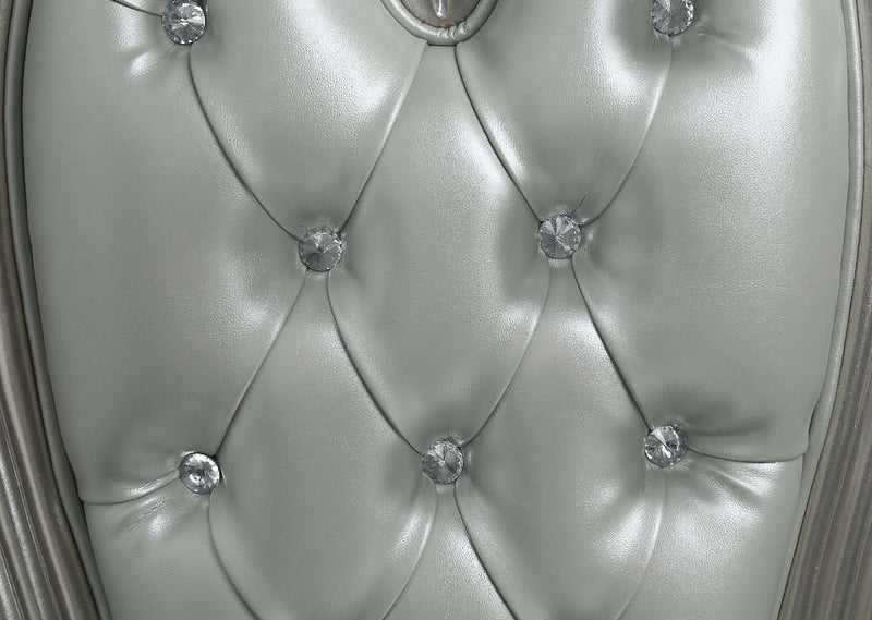 Sandoval Side Chair 2Pc, Beige Faux Leather & Champagne Finish Acme