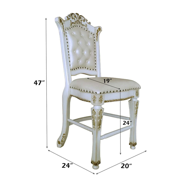 Vendome Counter Height Chair 2Pc, Antique Pearl Finish Acme