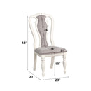 Florian Side Chair 2Pc, Gray Fabric & Antique White Finish Acme