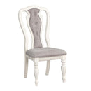 Florian Side Chair 2Pc, Gray Fabric & Antique White Finish Acme