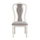 Florian Side Chair 2Pc, Gray Fabric & Antique White Finish Acme