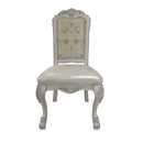Dresden Side Chair 2Pc, Faux Leather, Fabric & Bone White Finish Acme