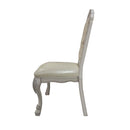 Dresden Side Chair 2Pc, Faux Leather, Fabric & Bone White Finish Acme