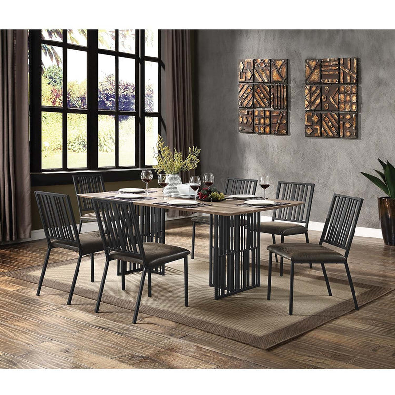Zudora Side Chair 2Pc, Faux Leather & Black Finish Acme