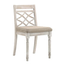 Cillin Side Chair 2Pc, Fabric, Walnut & Antique White Finish Acme