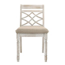 Cillin Side Chair 2Pc, Fabric, Walnut & Antique White Finish Acme