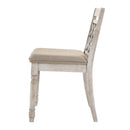 Cillin Side Chair 2Pc, Fabric, Walnut & Antique White Finish Acme