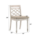Cillin Side Chair 2Pc, Fabric, Walnut & Antique White Finish Acme