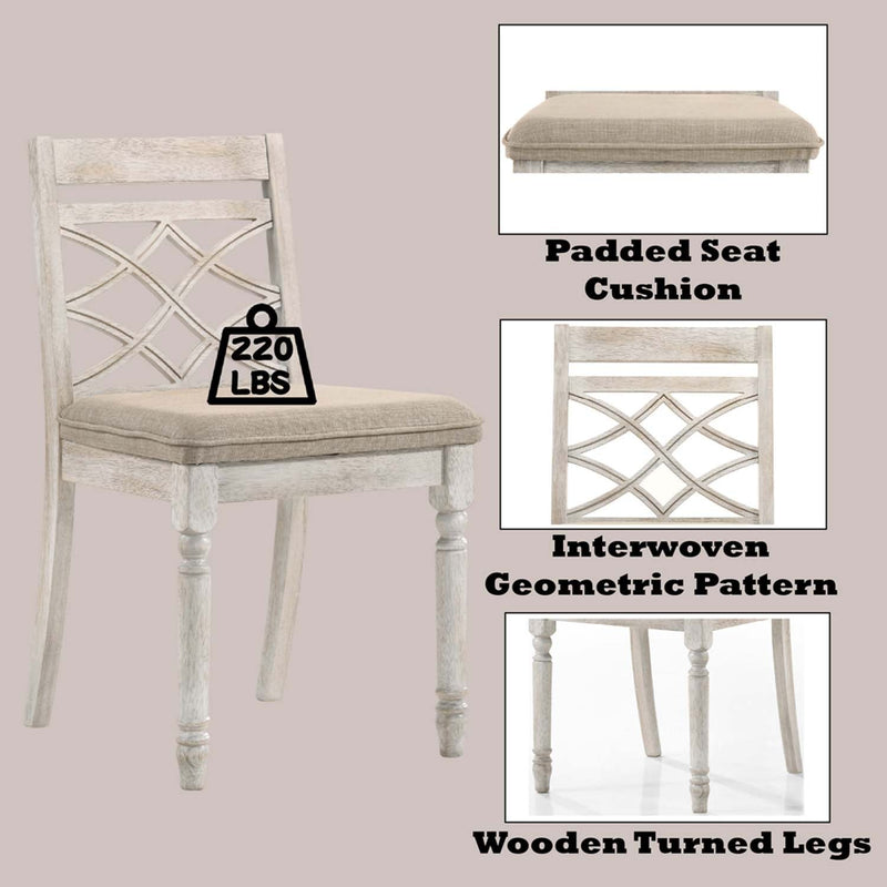Cillin Side Chair 2Pc, Fabric, Walnut & Antique White Finish Acme