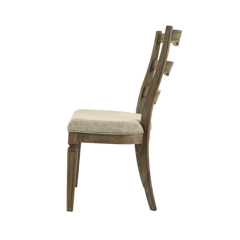 Parfield Side Chair 2Pc, Fabric & Weathered Oak Finish Acme