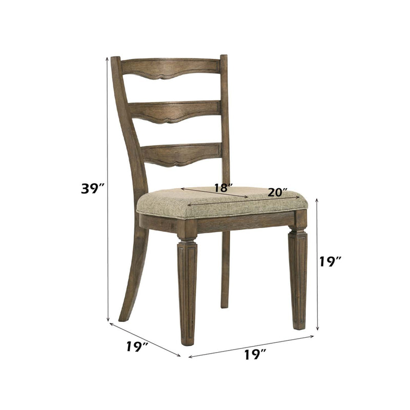 Parfield Side Chair 2Pc, Fabric & Weathered Oak Finish Acme