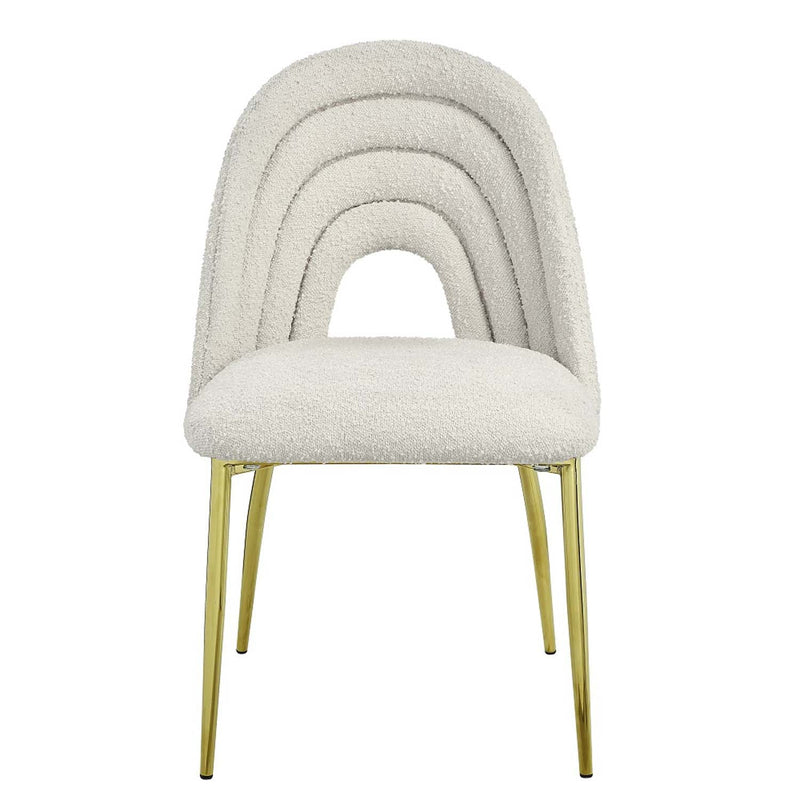 Fadri Side Chair 2Pc, Teddy Sherpa & Mirrored Gold Finish Acme