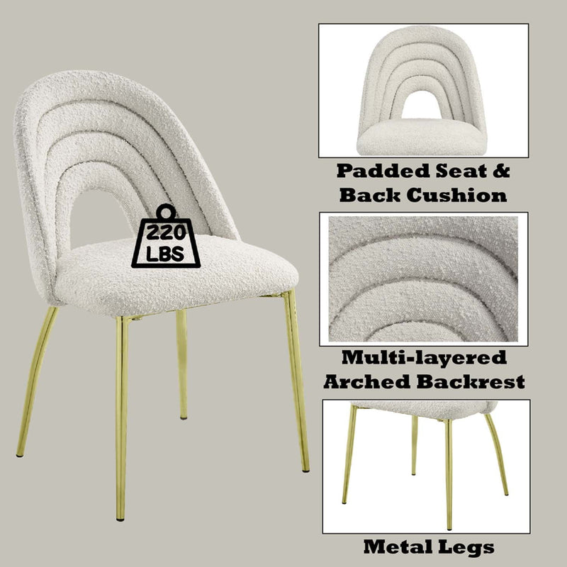 Fadri Side Chair 2Pc, Teddy Sherpa & Mirrored Gold Finish Acme