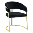 Fallon Side Chair, Black Velvet & Mirrored Gold Finish Acme
