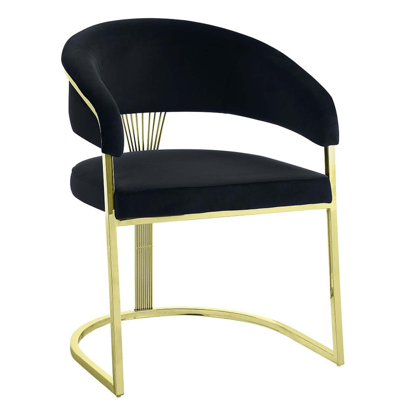Fallon Side Chair, Black Velvet & Mirrored Gold Finish Acme