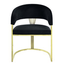 Fallon Side Chair, Black Velvet & Mirrored Gold Finish Acme