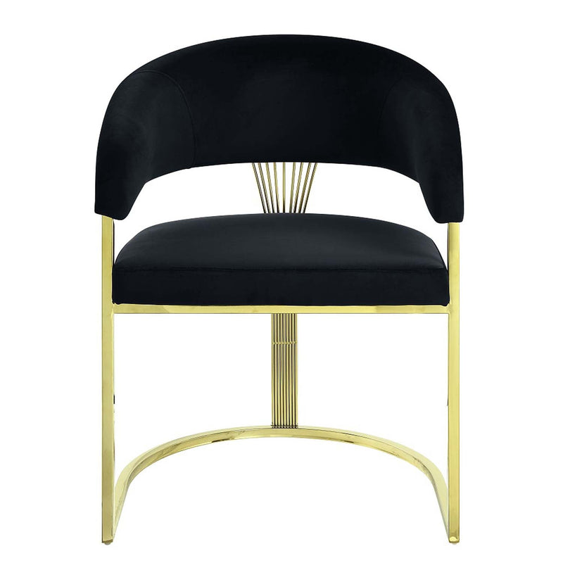 Fallon Side Chair, Black Velvet & Mirrored Gold Finish Acme
