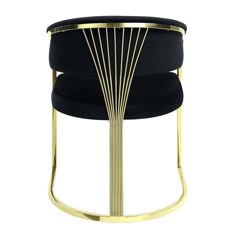 Fallon Side Chair, Black Velvet & Mirrored Gold Finish Acme