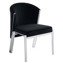 Fallon Side Chair 2Pc, Black Velvet & Mirrored Silver Finish Acme