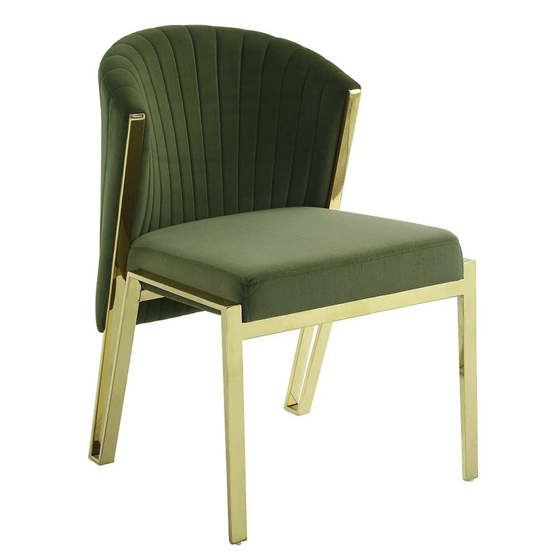 Fallon Side Chair 2Pc, Green Velvet & Mirrored Gold Finish Acme