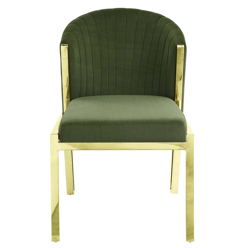 Fallon Side Chair 2Pc, Green Velvet & Mirrored Gold Finish Acme