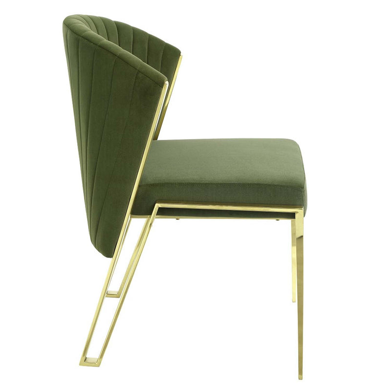 Fallon Side Chair 2Pc, Green Velvet & Mirrored Gold Finish Acme