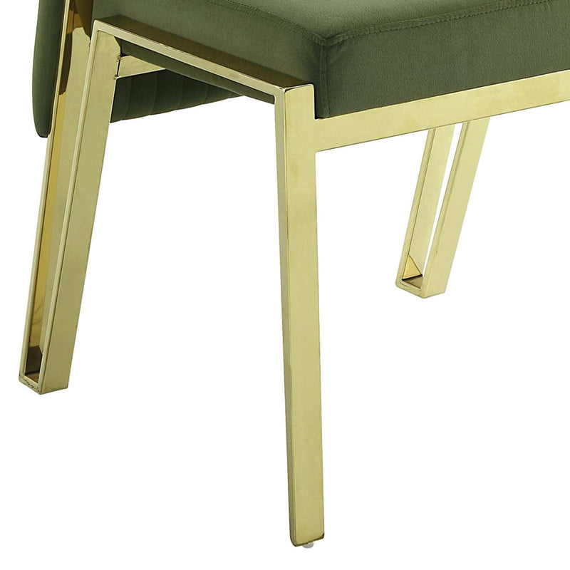 Fallon Side Chair 2Pc, Green Velvet & Mirrored Gold Finish Acme