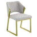 Galdesa Side Chair 2Pc, Teddy Sherpa & Mirrored Gold Finish Acme