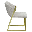 Galdesa Side Chair 2Pc, Teddy Sherpa & Mirrored Gold Finish Acme