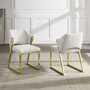 Galdesa Side Chair 2Pc, Teddy Sherpa & Mirrored Gold Finish Acme