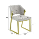 Galdesa Side Chair 2Pc, Teddy Sherpa & Mirrored Gold Finish Acme