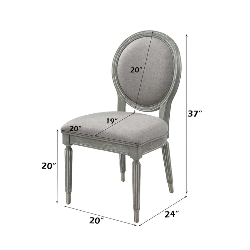 Adalynn Side Chair 2Pc, Gray Fabric & Weathered Gray Oak Finish Acme