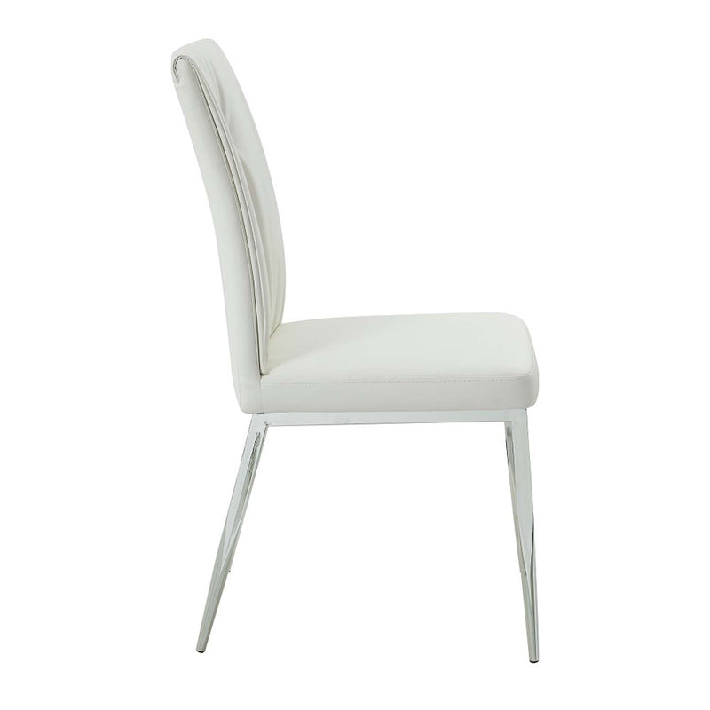 Kamaile Side Chair 2Pc, Beige Faux Leather & Chrome Finish Acme