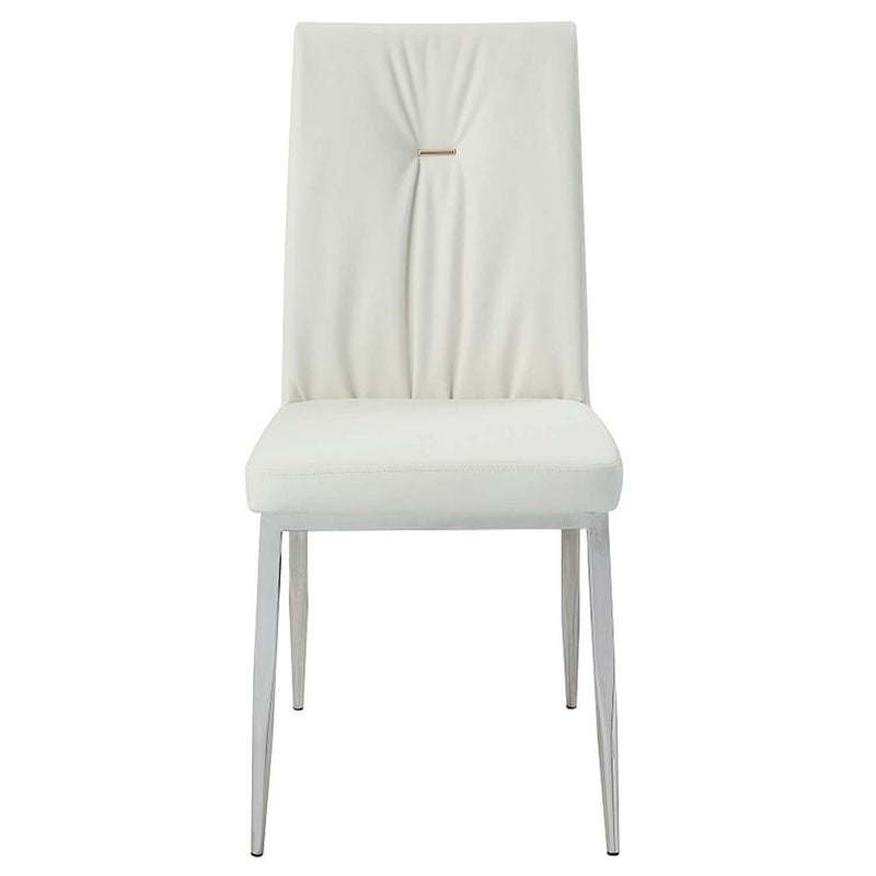 Kamaile Side Chair 2Pc, Beige Faux Leather & Chrome Finish Acme
