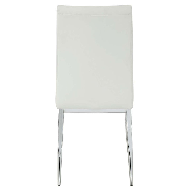 Kamaile Side Chair 2Pc, Beige Faux Leather & Chrome Finish Acme