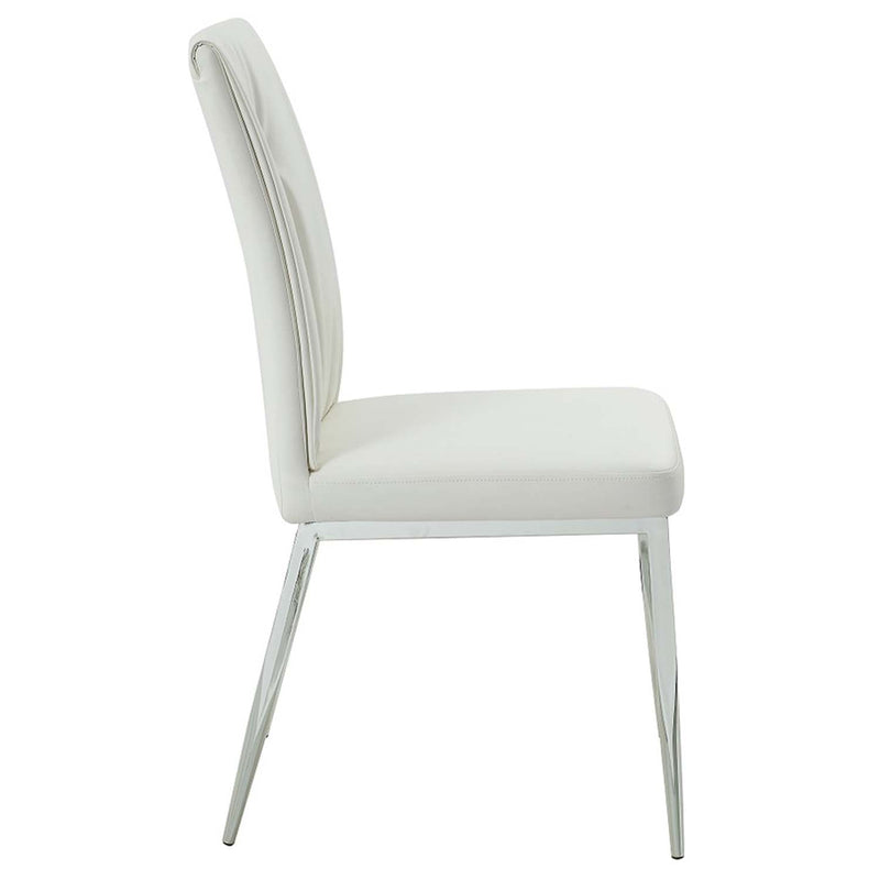 Kamaile Side Chair 2Pc, Beige Faux Leather & Chrome Finish Acme